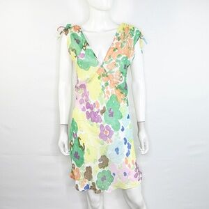 Vintage With Jean Floral Mini Dress Size M Casual Colorful Summer V-Neck